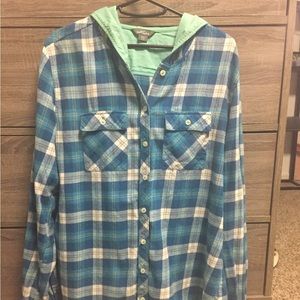 Eddie Bauer hooded Flannel, Women’s XL